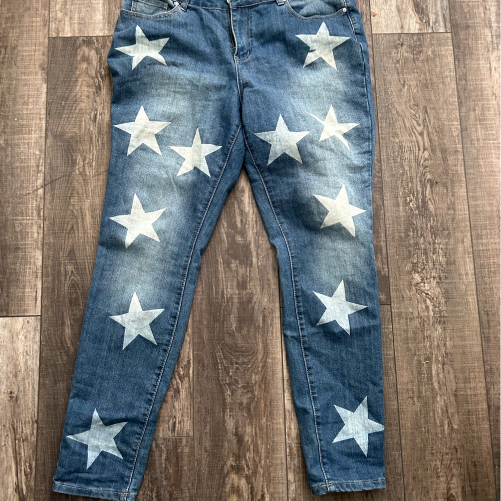 Ashley Stewart Blue Star Straight Leg Jeans - 38 Waist, 42 Hips